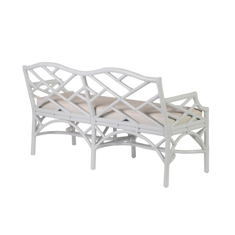 Chippendale Upholstered Bench, White