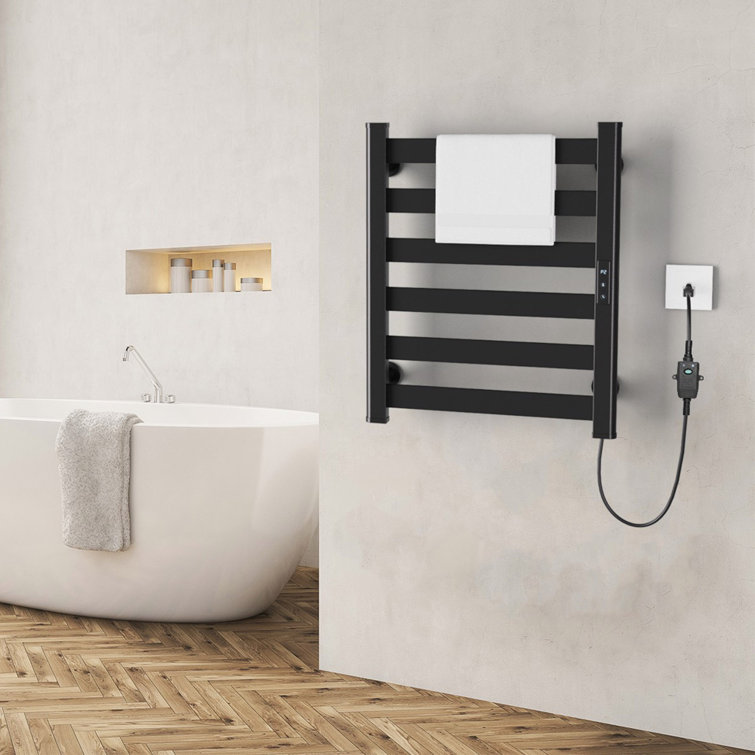 6-Bar Wall Premium Towel Warmer With Touch Control, 3 Heat Settings, Wide Bar Design, IPX4 Waterproof, Space Aluminum Construction