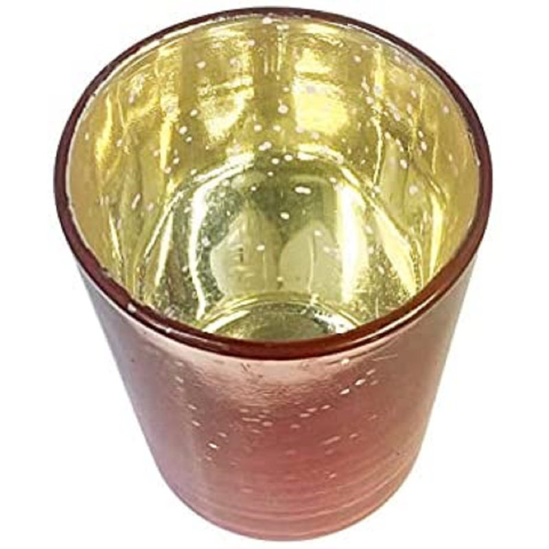 Ensemble de 7 bougeoirs en verre au mercure rose doré Hosley d'une hauteur de 2,65 pouces. Finition de style mercure tacheté, cadeau idéal pour les mariages, les noces, les fêtes, les décorations pour la maison, le bureau et le spa
