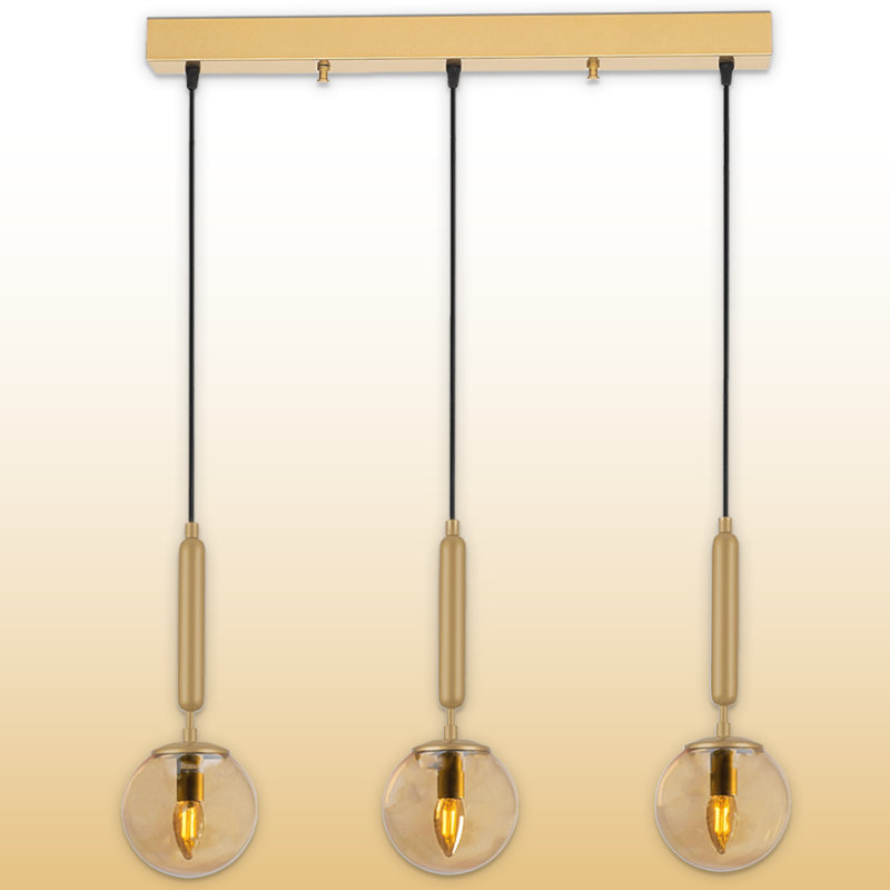 Luminaire suspendu pour îlot de cuisine 3 lumières, Or brillant