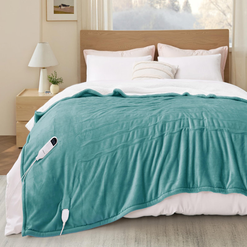 Winter Electric Blanket Soft Flannel Heated Blanket, Fast Heating with 10 Time Settings & 6 Heat Settings, Full
