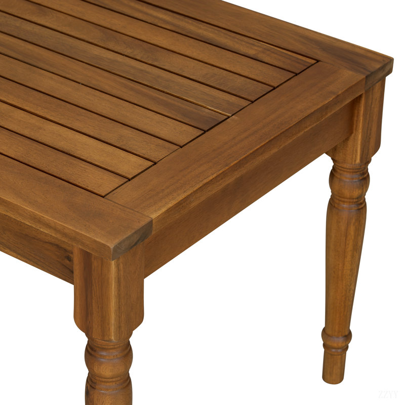 Table basse d'extérieur classique en acacia, fini naturel