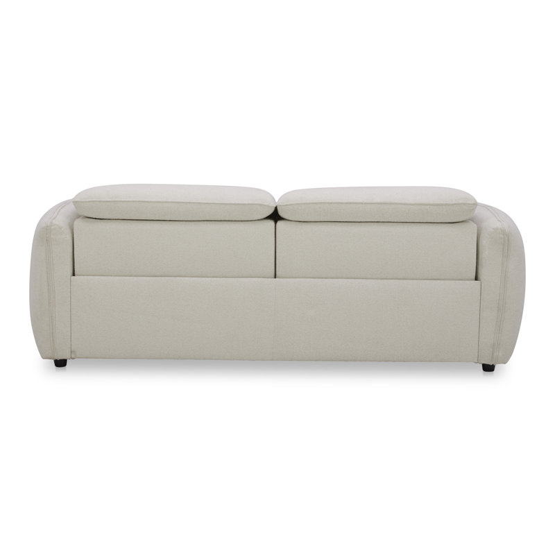 Pompeo 86'' Upholstered Reclining Sofa, Warm White Basketweave