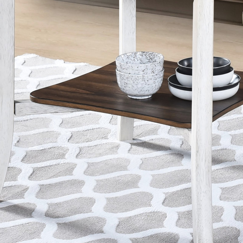 Table de salle à manger ronde 45,7 pouces avec tablette fonctionnelle. Thème moderne. Chêne foncé antique et blanc. Bois massif +. 45,12 po de diamètre, 30 po de hauteur. Idéal pour les espaces compacts. Ajoute du charme à la table de la maison.