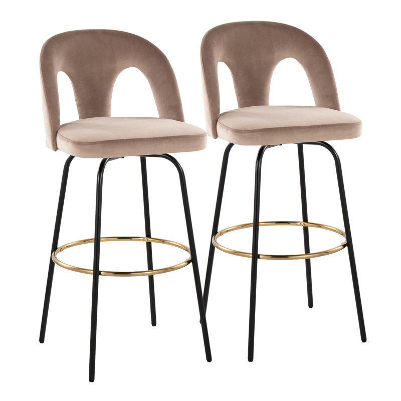 Tabouret de bar à hauteur fixe avec pivot, Noir et or, Taupe
