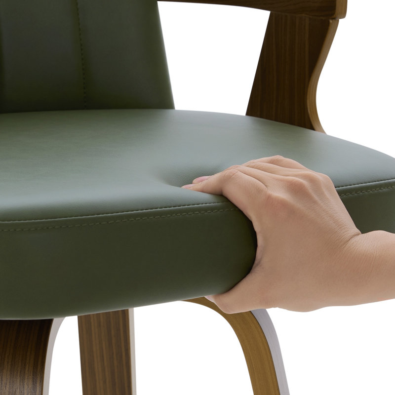 26" Upholstered Swivel Counter & Bar Stool with Armrest, Dark Green, Counter Stool (26" Seat Height)
