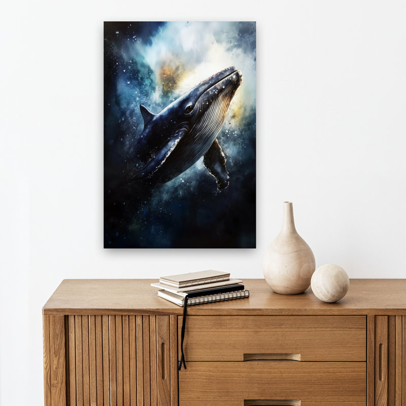 Art mural majestueux, baleine océanique et sereine, H 18 po x l 12 po