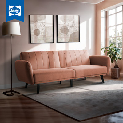 Sealy Vento Sofa Convertible With Solid Wood Legs In Espresso