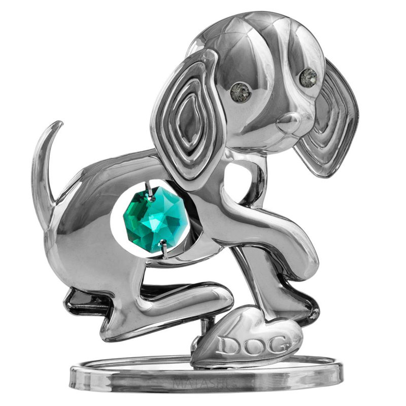 Figurine chiot plaqué 24 carats Prevatte, Chrome