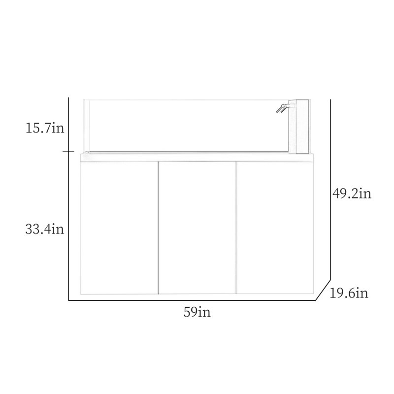 White Rectangular Minimalist Aquarium Tank, 55 Gallon (49.2" H x 59" W x 19.6" D)