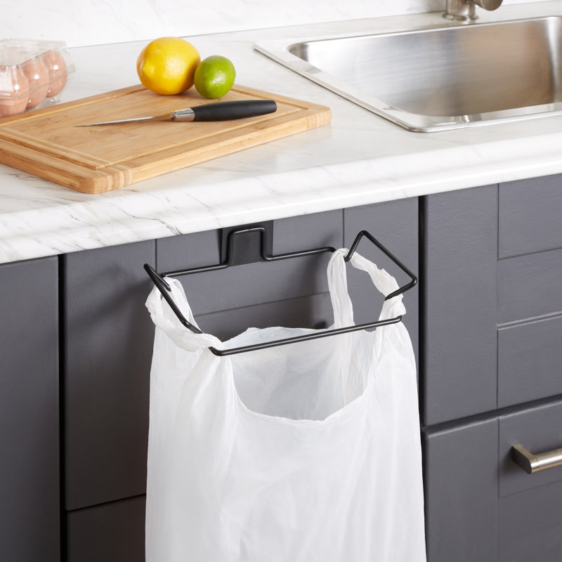 Porte-sac de cuisine en plastique noir mat
