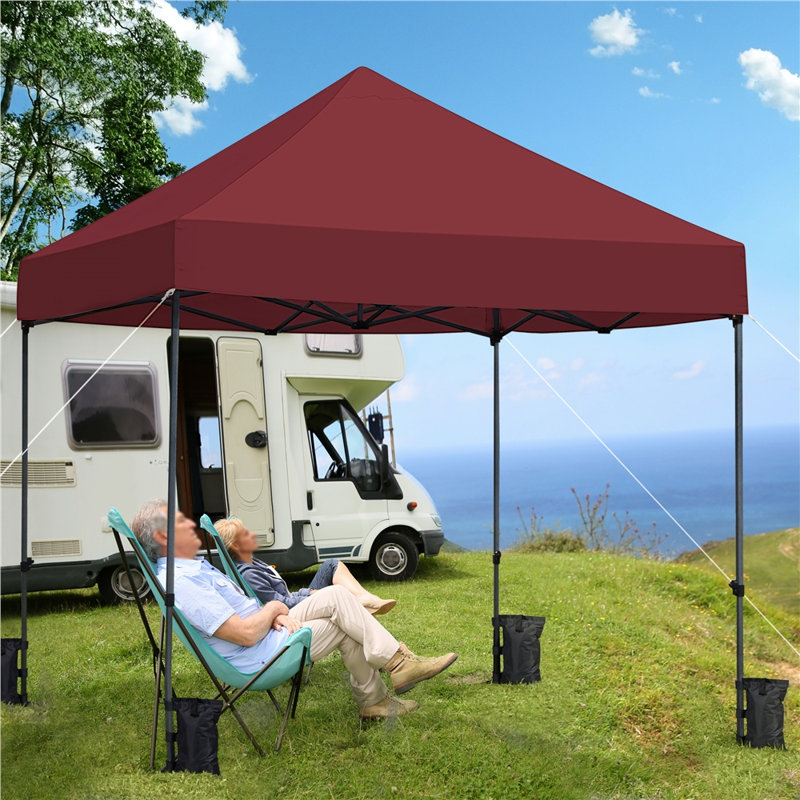Stannards 10 x 10 FT Pop-Up Canopy Steel Party Tent, Burgundy