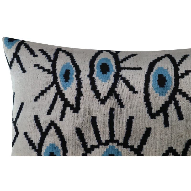 Velvet Rectangular Pillow Cover & Insert, Light Gray Geometric