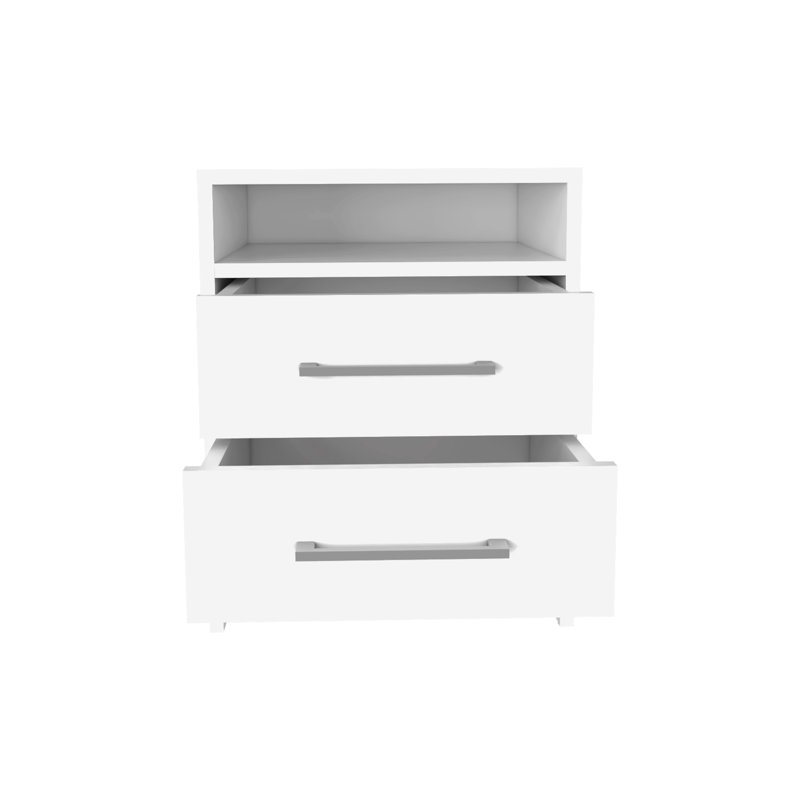 Nightstand 23.6" H, With 2 Drawers And 1 Shelf, Modern Interior Decor, Nightstand, White