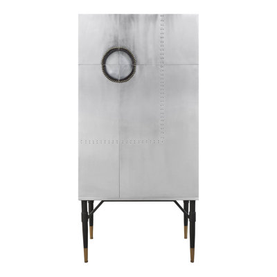 Lampsona 2-Drawer Bar Cabinet in Aluminum