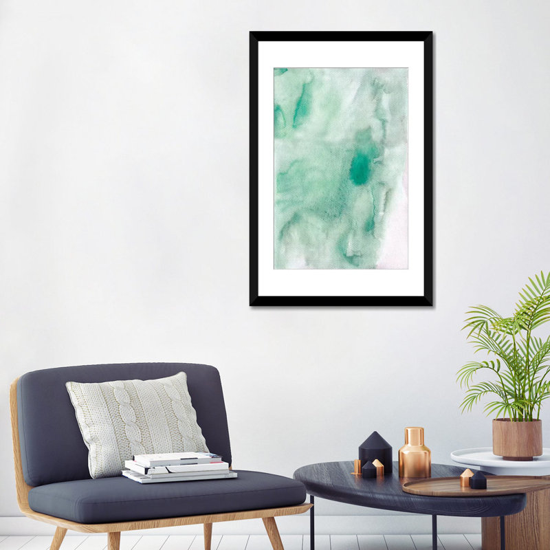 " Beach Abstract " by Albina Bratcheva, 32" H x 24" W x 1" D, Black Framed Fine Art Paper, White