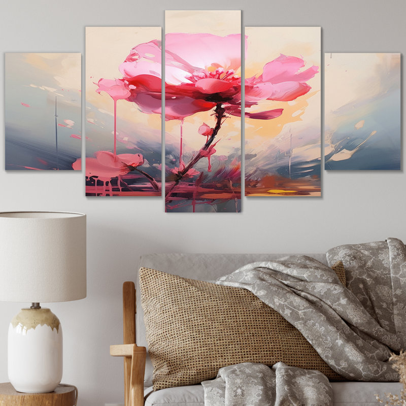 Lafe - Fleurs, reproduction d'art sur toile - 5 panneaux
