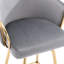 30 tabourets de bar 30 pouces, tissu gris avec base dorée et repose-pieds pour le confort, 2 tabourets, assise en velours, atmosphère élégante