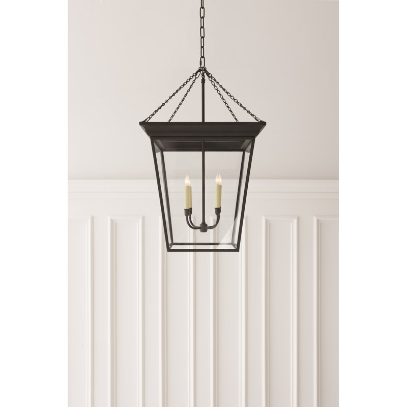 Chapman & Myers Cornice Small Lantern, Blackened Rust, 36" H x 20" W x 20" D