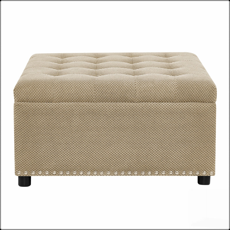 Classic Tufted Storage Ottoman with Nailhead Trim, Perfect for Small Spaces and Home Decor, Multi-Functional Footstool and Coffee Table