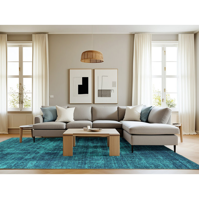 Tapis de couloir oriental en polyester / chenille tissé à la machine 2 pi x 5 pi Floden, Rectangle 8 pi x 12 pi