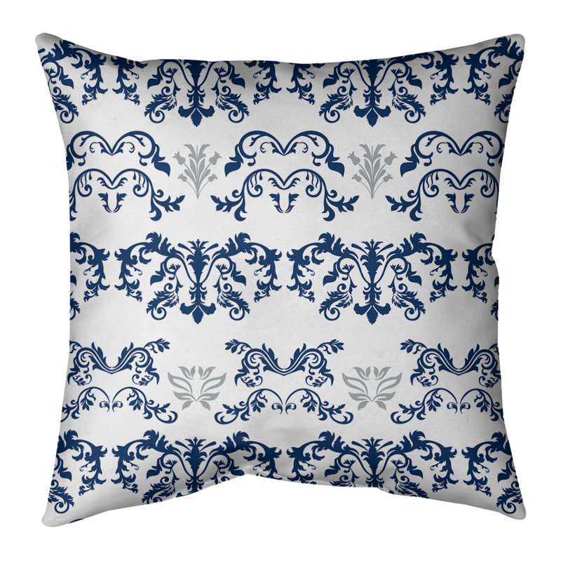Housse de coussin Indianapolis Football Baroque, Blanc, bleu, gris, 18" x 18", Croisé en coton