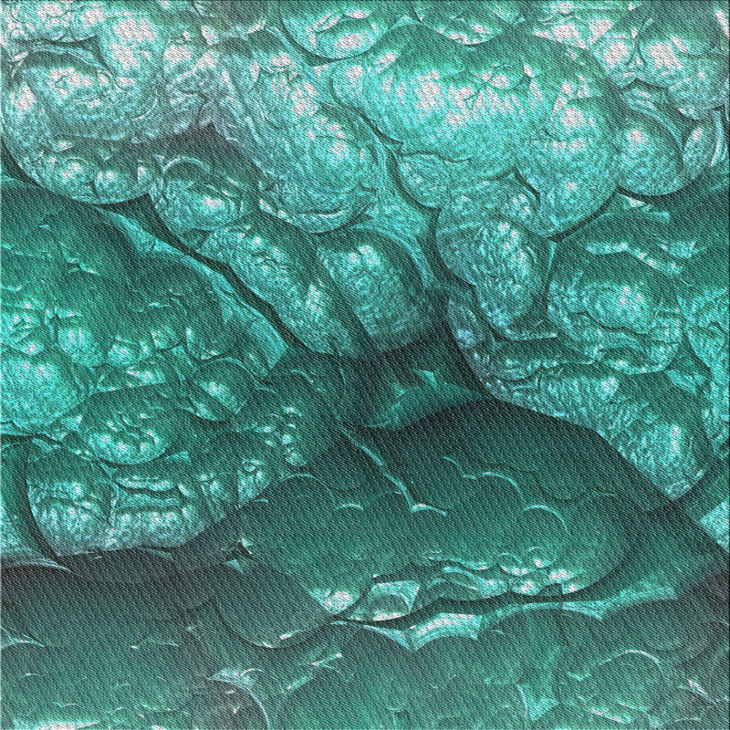 Tapis de zone verte à motifs aqua, Carré 5 pi