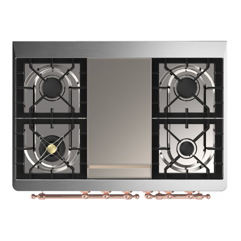 Majestic III Series 40 Inch Dual Fuel Range with 6 Sealed Burners, Griddle, in White (Natural Gas, Copper Trim), Copper