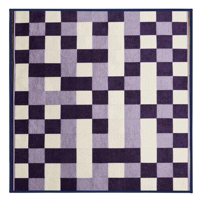 Machine Washable Checkered Purple Area Rug