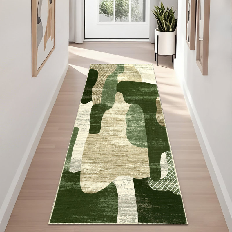 Modern Abstract Area Rugs Living Room Rug, Machine Washable Non Slip Rug for Bedroom, Low Pile Contemporary Floor Carpet for Dining Room Home Office, Foldable Thin Mat