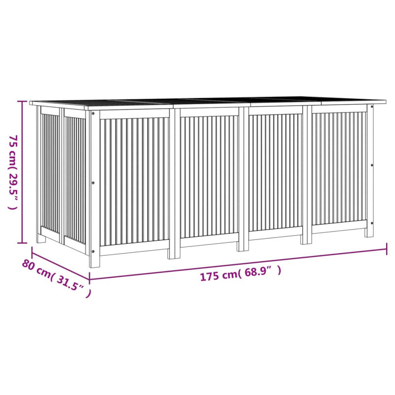 Ebern Designs Meradith 175cm W Water Resistant Acacia Solid Wood Deck Box in Brown