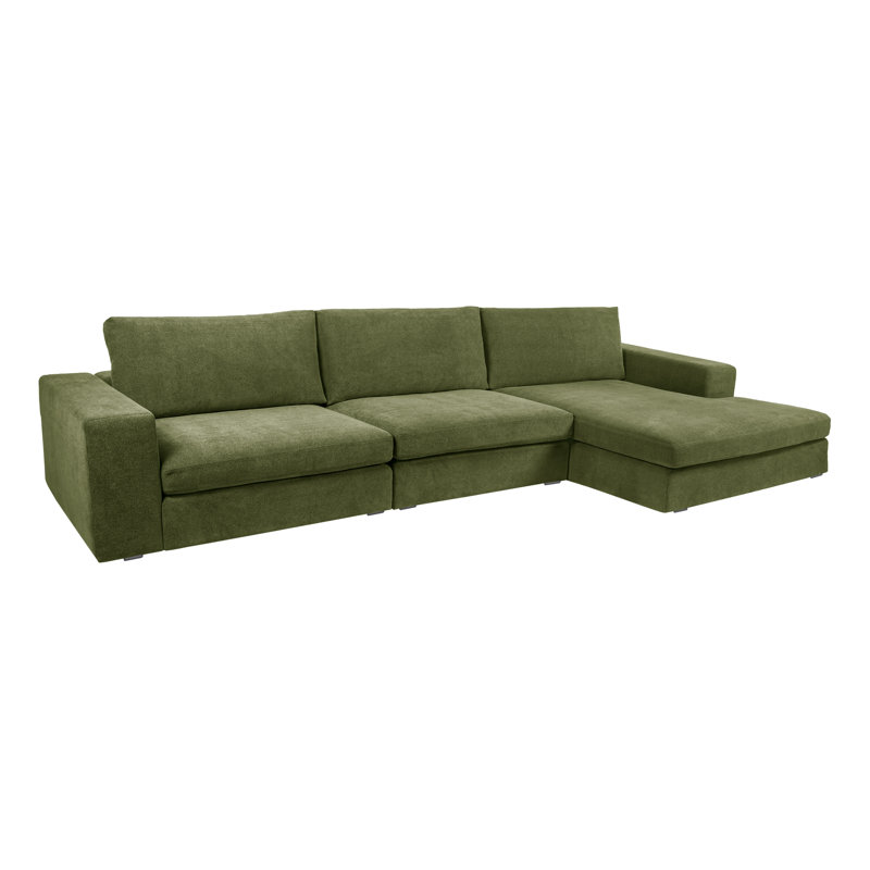 Canapé modulaire 3 pièces Ojai, Accoudoir à droite (vu de face), Chenille vert olive