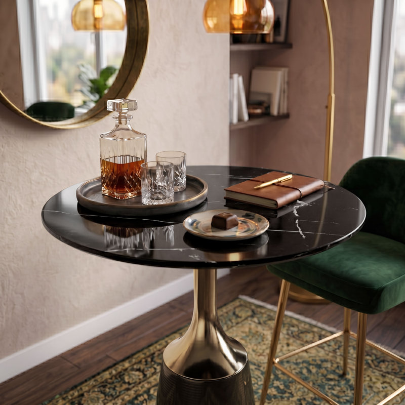 with Iron Base Dining Table, Black / Dark Bronze