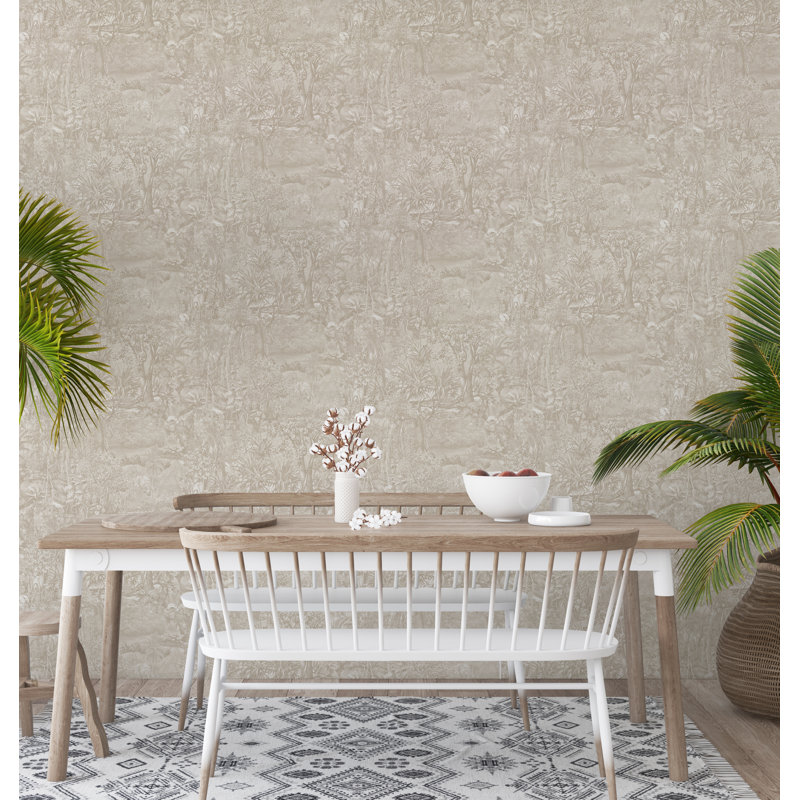 Papier peint adhésif Jungle Toile, Toile grise campagne, L 16,5 po x l 20,5 po