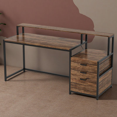 Bureau d'écriture robuste, bureau spacieux, bureau d'ordinateur à deux niveaux