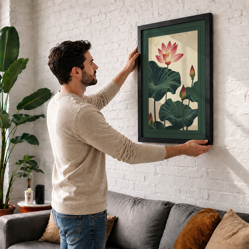 Lotus Bloom Botanical - Framed Print, Unframed, A3 - 42.0 x 29.7 cm