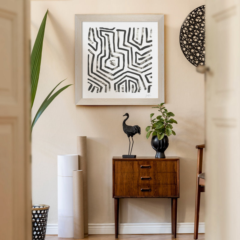 " Mixed Signals V ", 35.5" H x 35.5" W x 1.5" D, White Framed