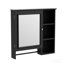 Armoire de rangement murale pour salle de bain, armoires à pharmacie avec grande porte miroir, tablettes réglables et trois niveaux de rangement ouverts (meuble-lavabo non inclus)-1509070359