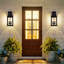 Applique murale 2 lumières H 20 "d'extérieur noire, applique murale imperméable avec lanterne murale transparente pour porche, jardin et patio-256878900-256878902