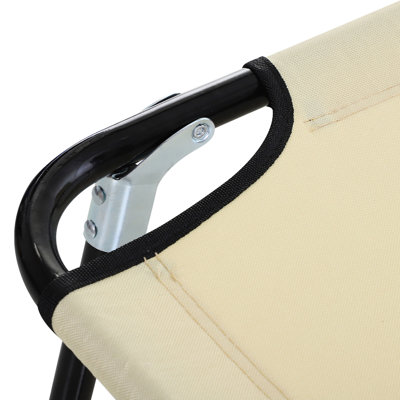 Patio Reclining Chair, Beige, Foldable, With 5-Level Adjustment Foldable Chair 5 Options, For Outdoor Comfort