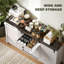 Buffet Farmhouse avec rangement, armoire de cuisine 60 po avec 2 portes de grange coulissantes, 4 tiroirs et 2 tablettes réglables, armoire à café rustique, blanc crème vieilli