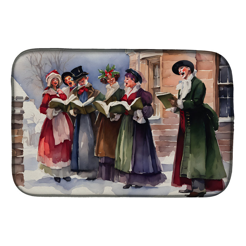 Christmas Carolers Dish Drying Mat