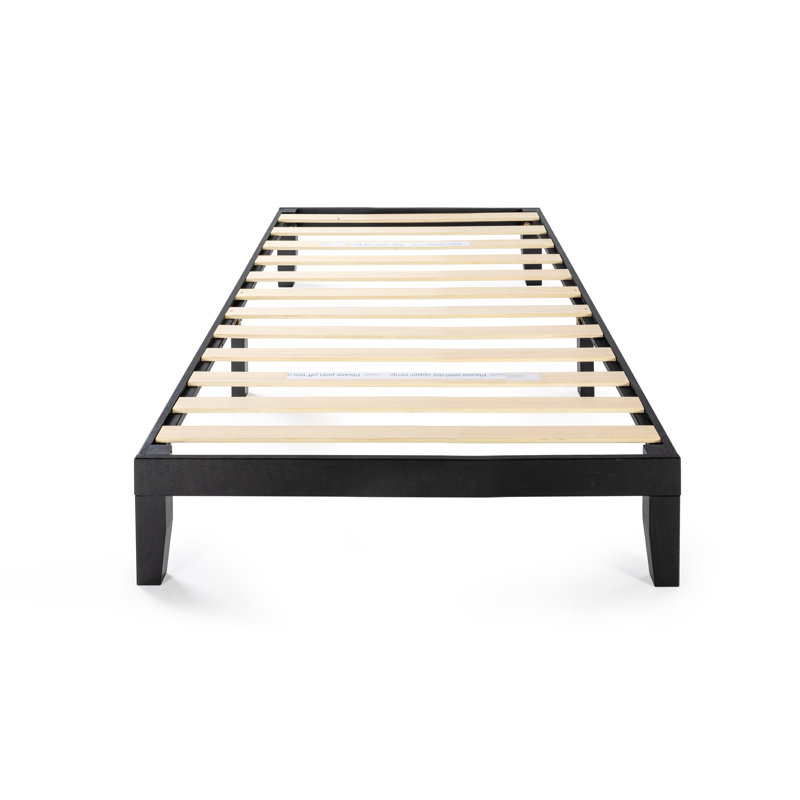Lit plateforme en bois massif Harlow, Simple, Noir
