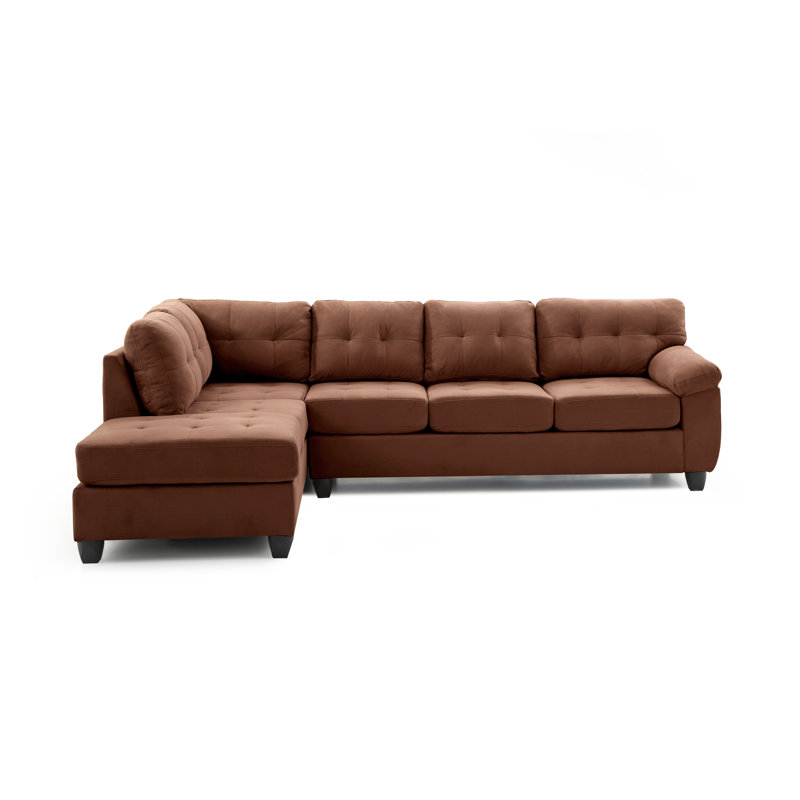 Moran Upholstered L-Shaped Sectional Reversible, Suede Chocolate