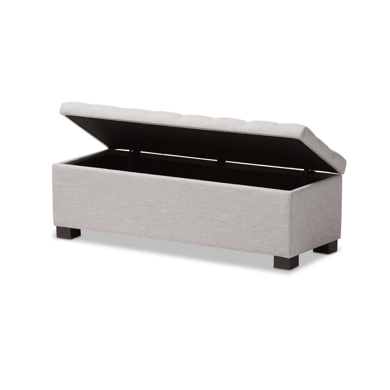 Banc de rangement rembourré Mesina, Beige-gris