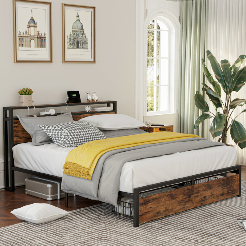 17 Stories Gulzada Metal Platform Storage Bed & Reviews | Wayfair