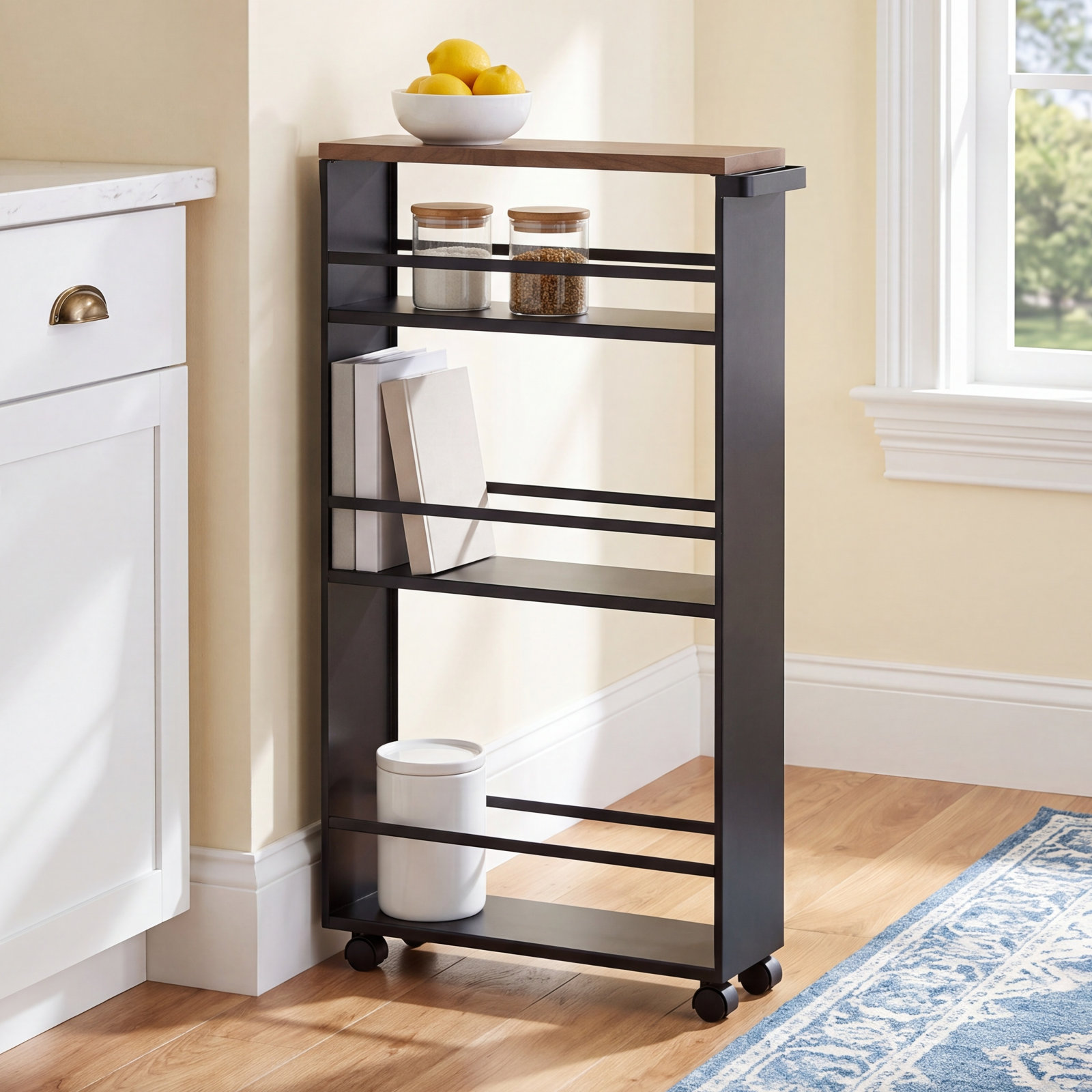 Yamazaki Home Tower 3-Tier Utility Cart, Black