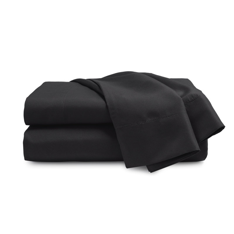 Twin Black Solid Microfiber Bed Sheet Set