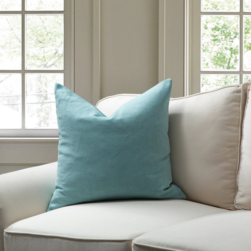 SEATTLE SOLID Linen Throw Pillow, Down Blend, Sea Blue