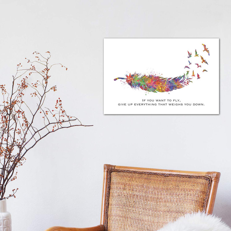 Feather Quote Landscape by Genefy Art - Wrapped Canvas Print, 30.48 cm H x 45.72 cm W